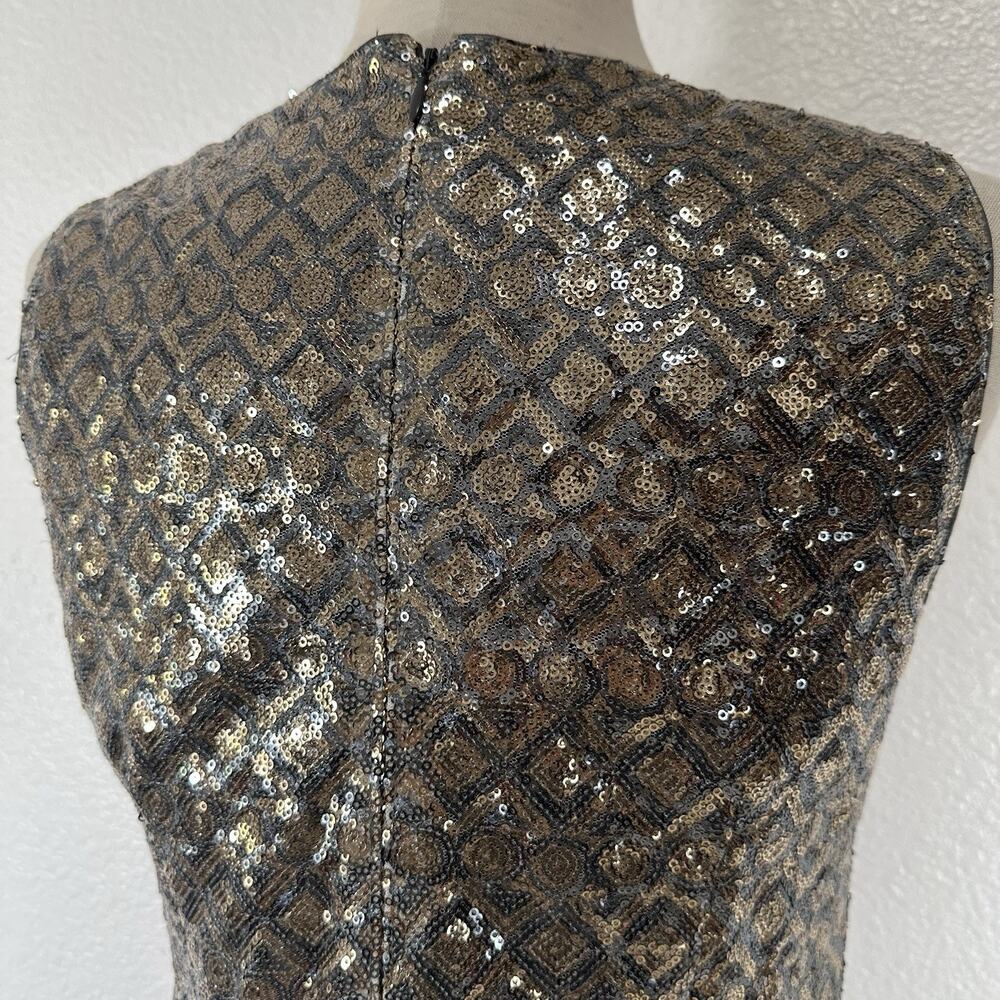 Banana Republic Cocktail Dress Women 6 Gold Silver Metallic Sequin Shift Party - Picture 7 of 12